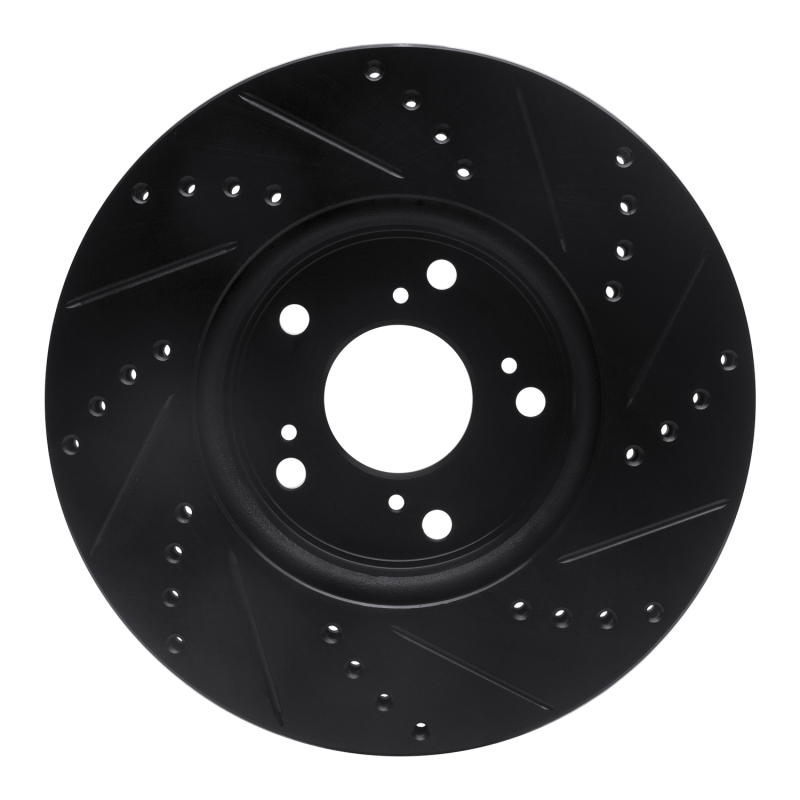 Honda Accord Brake Rotor (1) - Front Left - R1 Concepts - Drilled & Slotted - Black - `13-`22